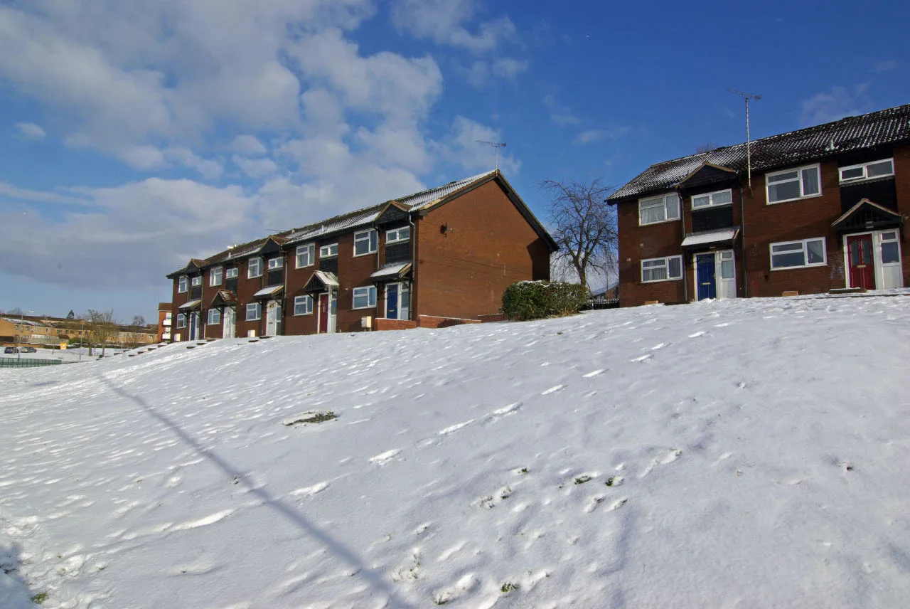 Housing on Hollowell Way, Brownsover. Orbit has said the estate is proposed for redevelopment. Photographed in January 2010.